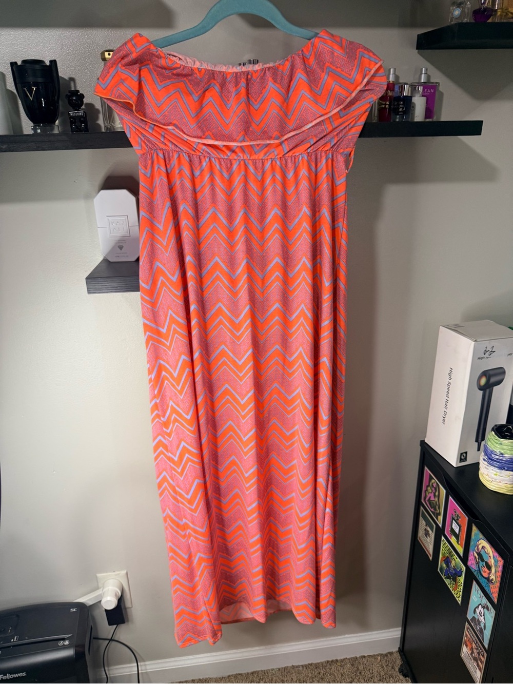 Women ' Coral Chevron Off-Shoulder One-Piece